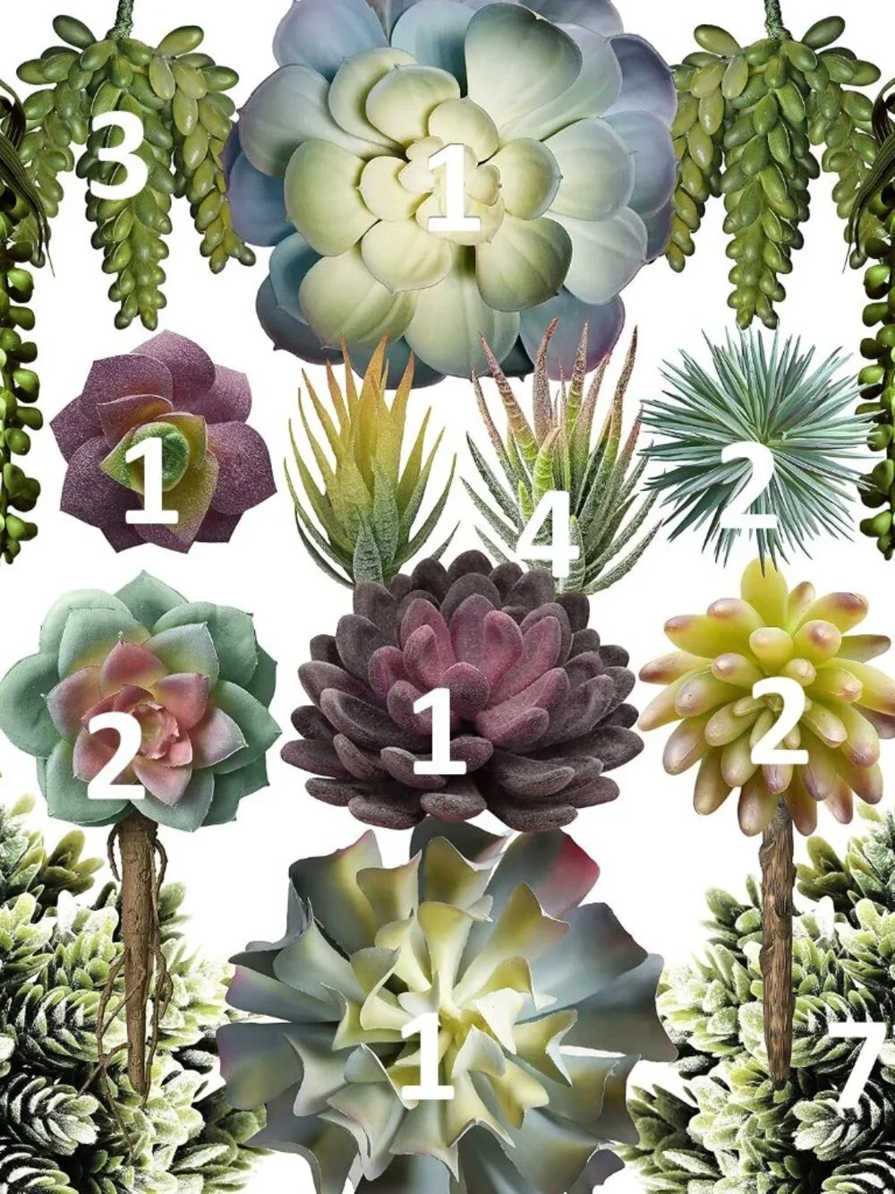 27 Pc Assorted Artificial Faux Lifelike Succulents & Cactus Set - Like New